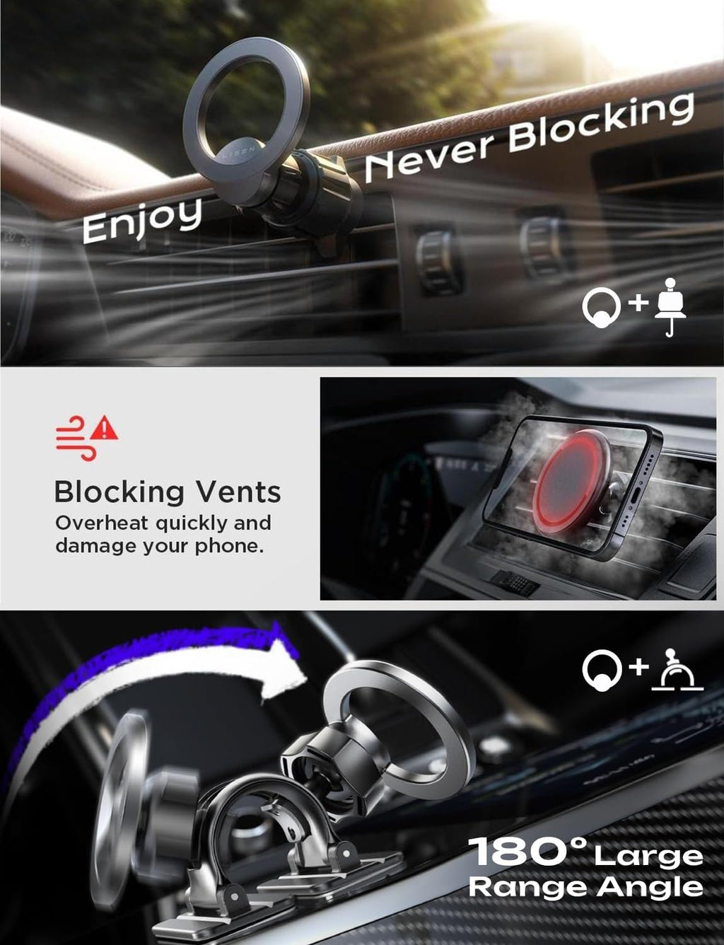 for Magsafe Car Mount Magnetic Car Phone Holder [95% Increase Magnetism] for Iphone 17 Your Car Accessories for Men Truck 360 Vent Phone Mount for Garmin GPS Fit Iphone 17 Pro Max Air 16 15