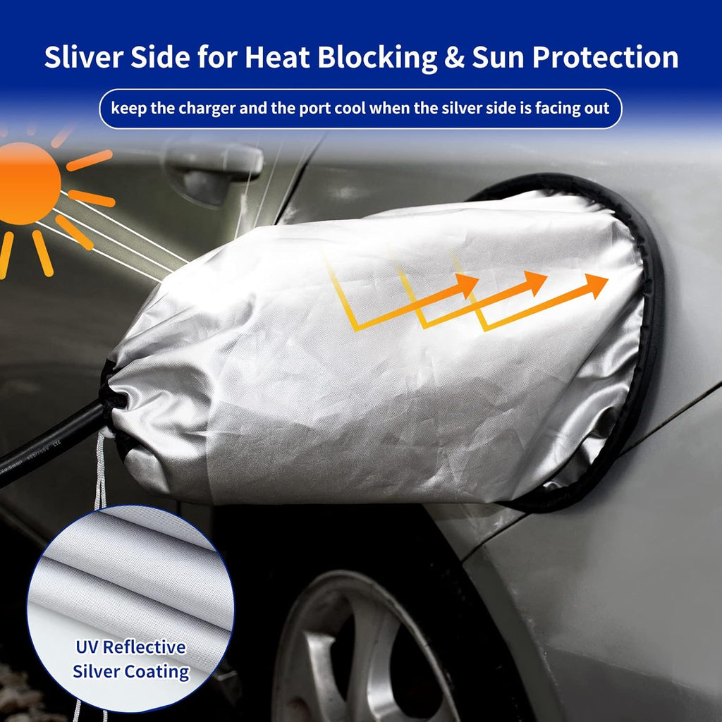 EV Charger Port Cover, Electric Car Charger Plug Cover, Outdoor Waterproof Winter Snow Rain UV All-Weather Protection, Magnetic Attachment, Suitable for Steel-Bodied Electric Vehicles