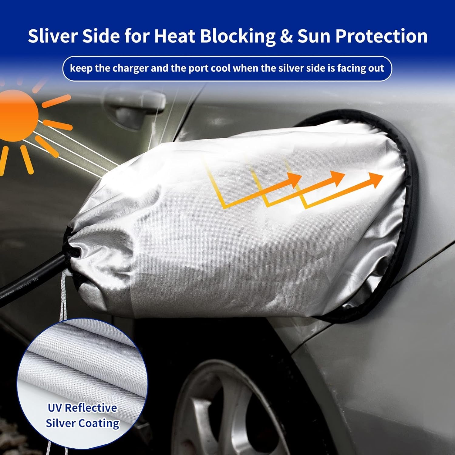 EV Charger Port Cover, Electric Car Charger Plug Cover, Outdoor Waterproof Winter Snow Rain UV All-Weather Protection, Magnetic Attachment, Suitable for Steel-Bodied Electric Vehicles