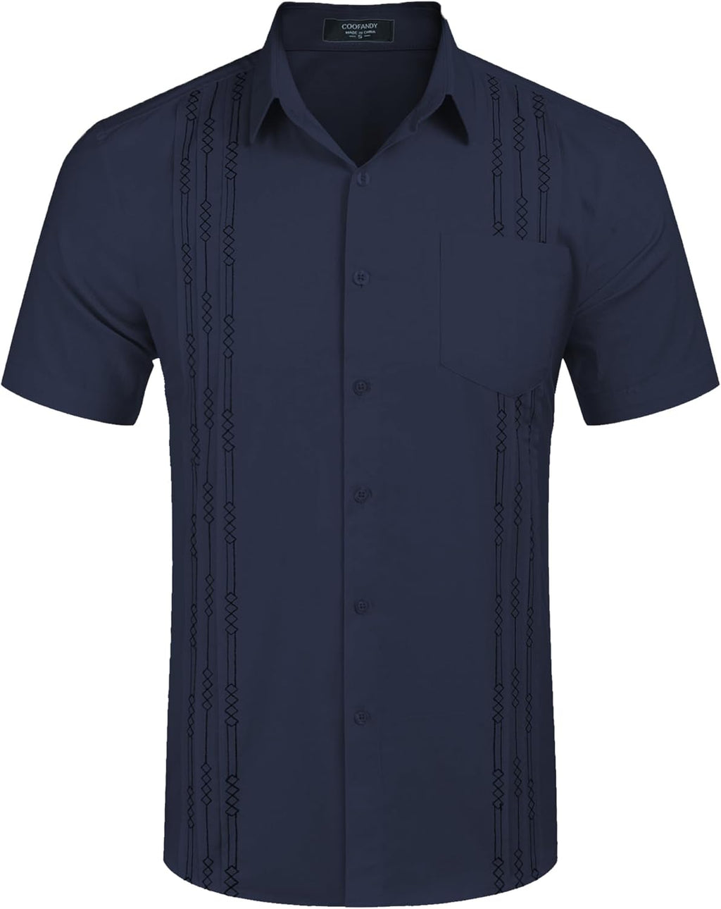 Elevate Your Summer Style with Our Men's Linen Cuban Short Sleeve Beach Shirt in Vibrant Blue