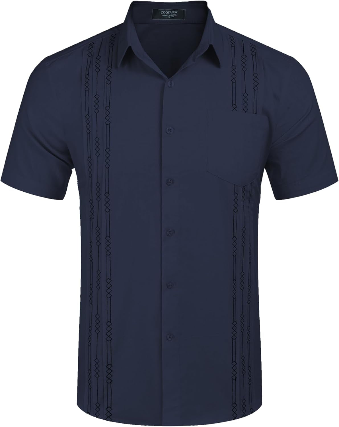 Elevate Your Summer Style with Our Men's Linen Cuban Short Sleeve Beach Shirt in Vibrant Blue