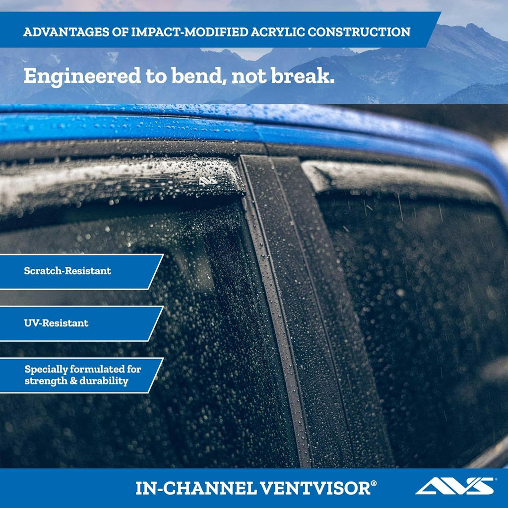 [AVS] In-Channel Rain Guards for 1999 - 2007 Mazda B3000; 1999 - 2009 Mazda B4000 Extended Cab; 1999 - 2011 Ford Ranger, SUPERCAB ONLY | Window Vent Visors, 2 Pcs. - Smoke | 192083