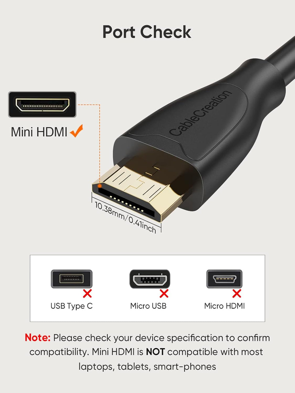 Mini HDMI to HDMI Cable, High Speed 4K 60Hz HDMI Adapter Male to Male, Compatible with Camera, Camcorder, Laptops, Graphics Card, HDTV, Tablet, EOS RP/EOS 7D Mark II/XA40, 3FT