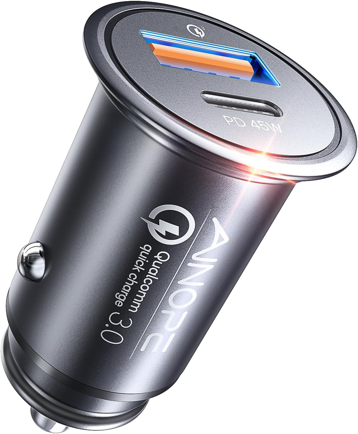 67.5W Super Mini Car Charger USB C 45W PD&QC 3.0 Fast Charging for Iphone 17 Pro Max Air 16 15 14 13, Samsung Galaxy S25,Android, All Metal Cigarette Lighter Adapter Car Charger Adapter Outlet